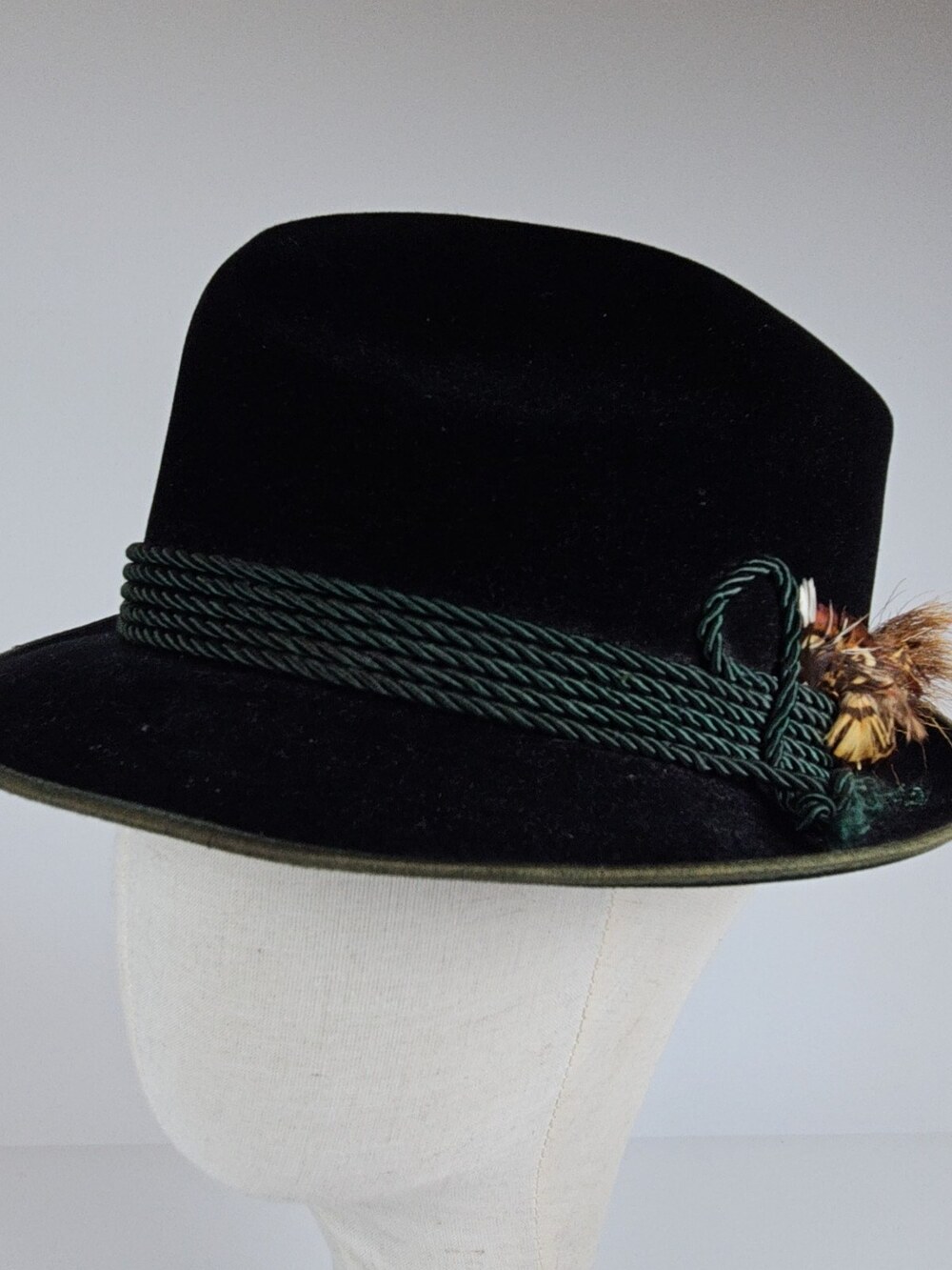 Bill Taylor Hat Co. Tyrolean Alpine Fedora Black Wool Size 6 7/8